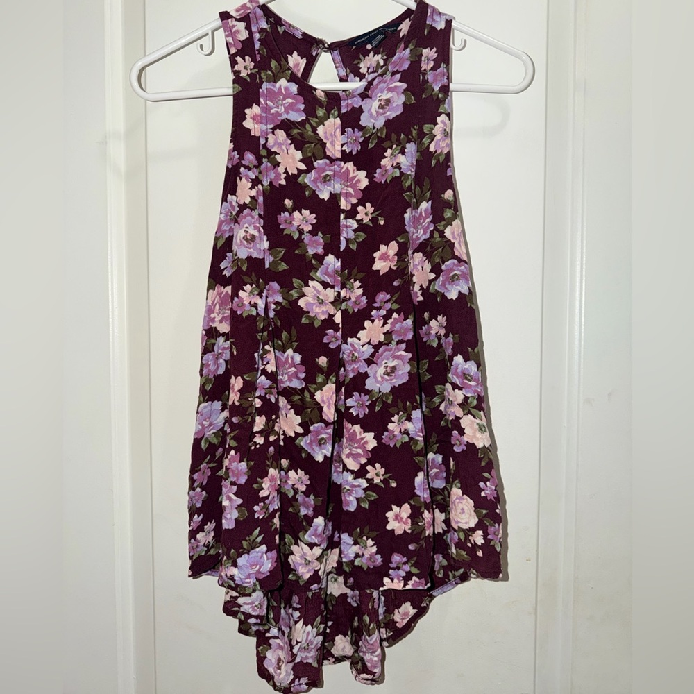 American Eagle Outfitters Maroon Floral Blouse